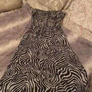 Sleeveless silk zebra halter dress